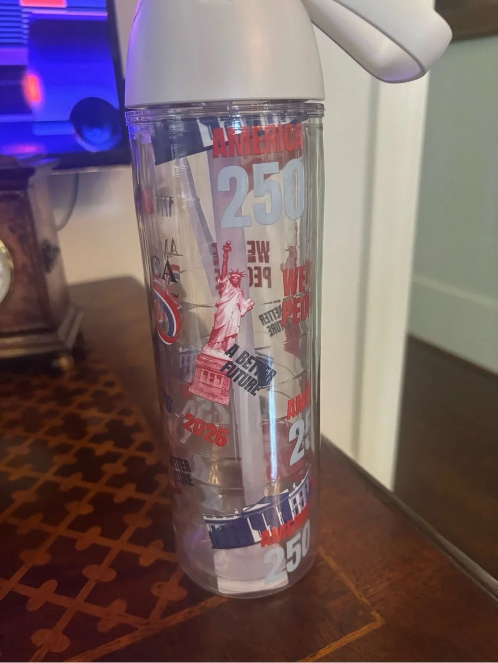 Patriotic America 250 Clear Travel Tumbler - Red, White & Blue Never Used!
